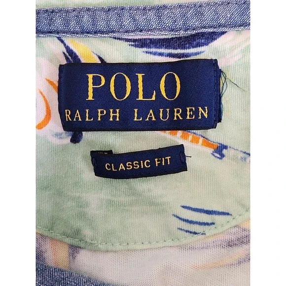 Polo Ralph Lauren Polo Shirt Men's L‎ Marlin Fish Nautical Tropical Classic Fit - Picture 4 of 5